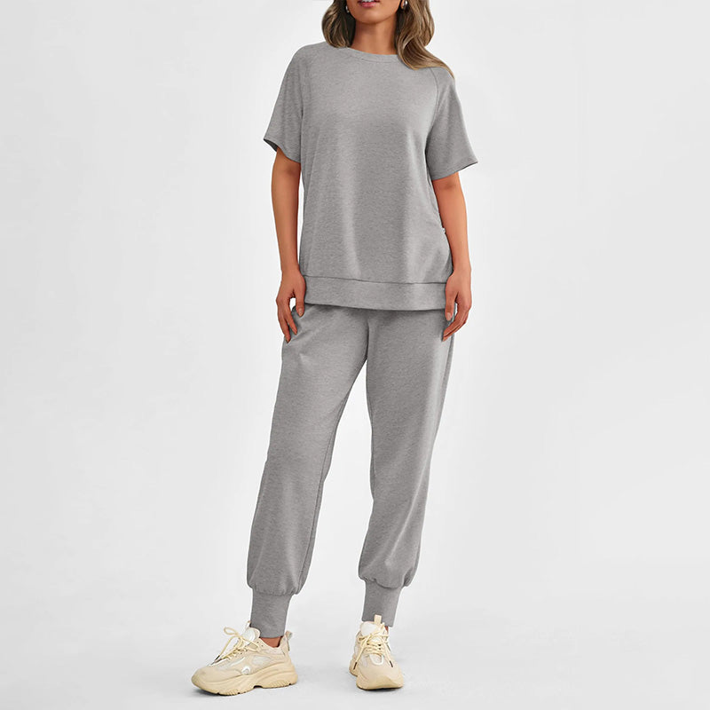 Women’s Casual Loose Fit Two-Piece T-Shirt & Pants Tracksuit Set