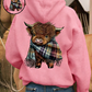 Cute Highland Cow Cozy Fleece-Lined Hooded Sweatshirt