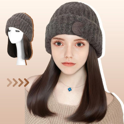 Women’s Knitted Beanie Hat with Hair Extension