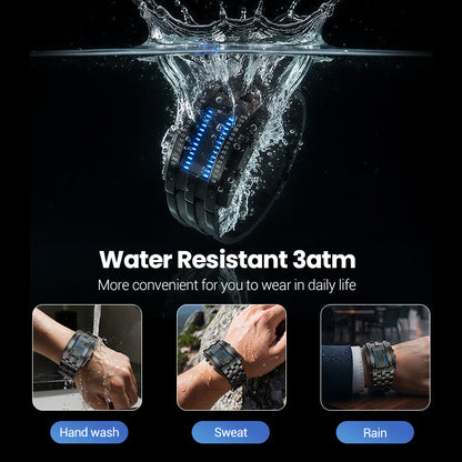⌚ Men's Binary LED Watch – Stainless Steel, Blue Light, Sporty, Water-Resistant, Modern ⚡