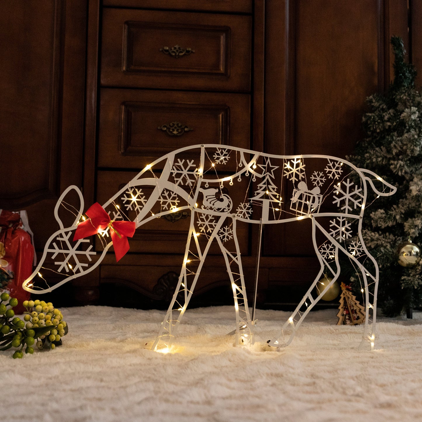 🎅Christmas Pre-sale🎁White Glitter Reindeer Christmas Light