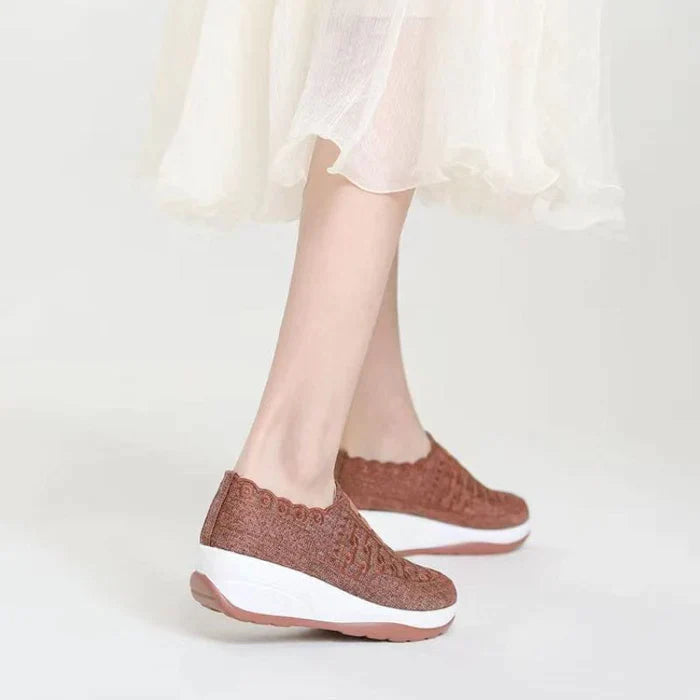 Women Shoes Comfy Elastic Mesh Round Toe Slip On