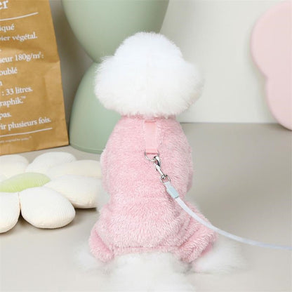 Fleece Pet Elastic Jumpsuit with Pull Ring