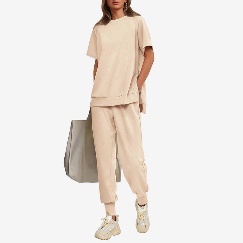 Women’s Casual Loose Fit Two-Piece T-Shirt & Pants Tracksuit Set