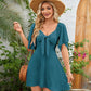 Elegant Deep V Neck Bow-Tie Mini Dress-Very Good Elasticity~