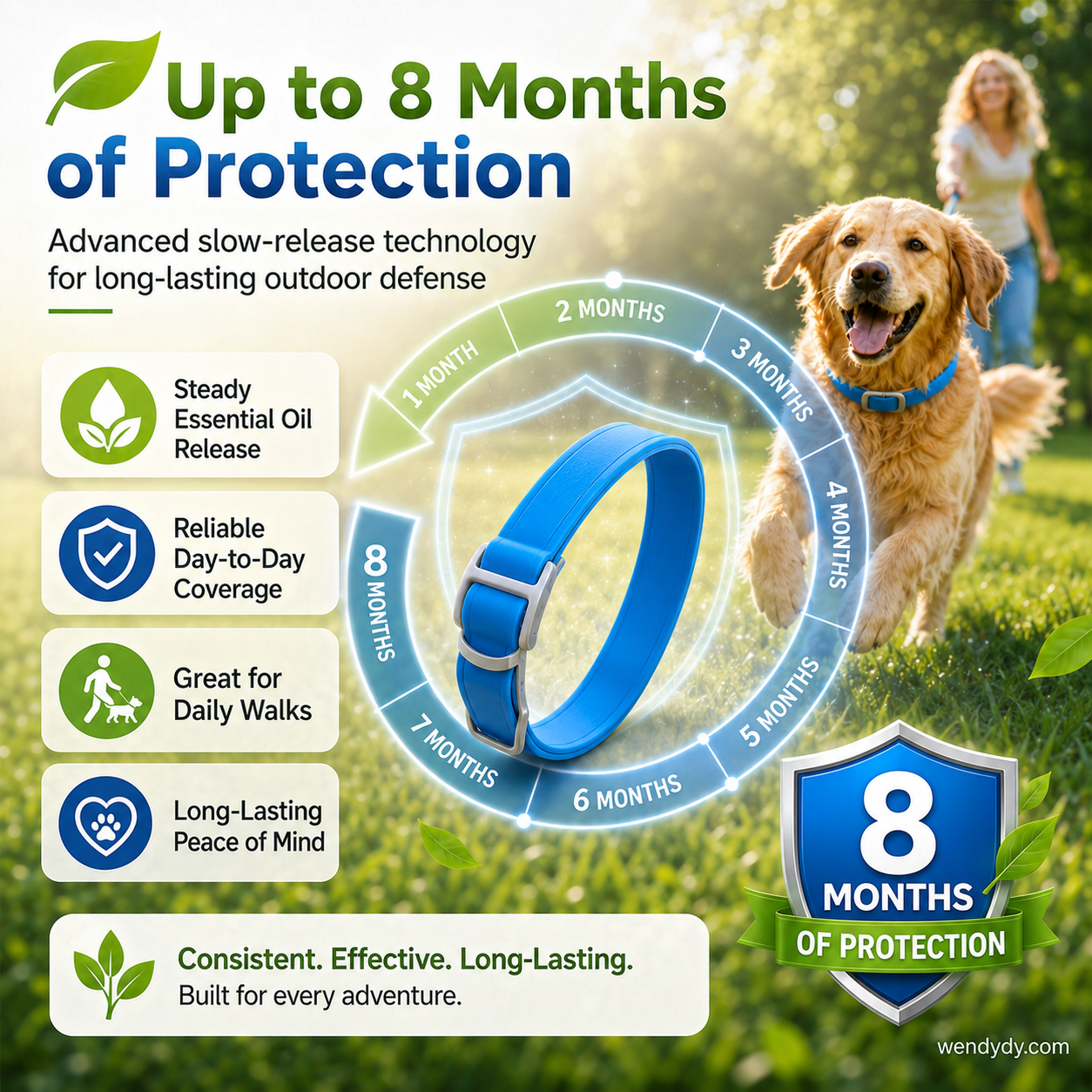 🌿🛡️ Natural Essential Oil Pet Collar – 8‑month flea & tick protection. Plant‑based, no harsh chemicals. Safe for dogs & cats! 🐾✨