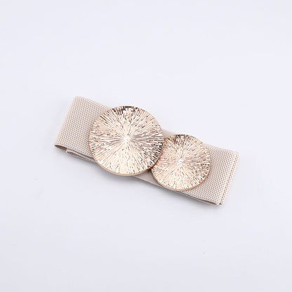 🎁Women's Vintage Gold Buckle High Elastic Belt