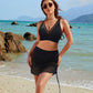🏝️💖👙Slimming Mesh Sheer Sarong Wraps Tummy Control Swimsuit