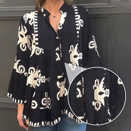 Women’s Boho Style Printed Ruffle Top
