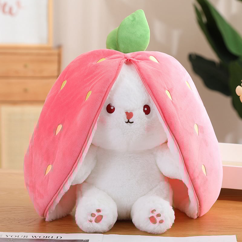 🍓Strawberry Bunny Transformed into Little Rabbit🎀 Fruit Doll Plush Toy🐰