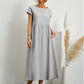 Fashion Solid Color Cotton Linen Pocket Dress