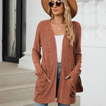 Women's Cozy Autumn Ribbed Knit Cardigan