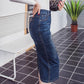 Women's Casual High Waist Back Slit Stretch Denim Skirts