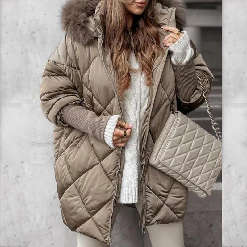 ❄️Winter Specials❄️ Women’s Mid-length Parka Coat with Knit Sleeves Patchwork