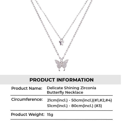 Delicate Shining Zirconia Butterfly Necklace