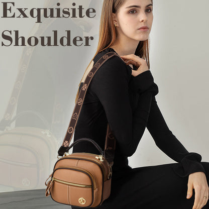 Classic Multifunctional Compartments Adjustable Wide Shoulder Strap PU Leather Crossbody Bag