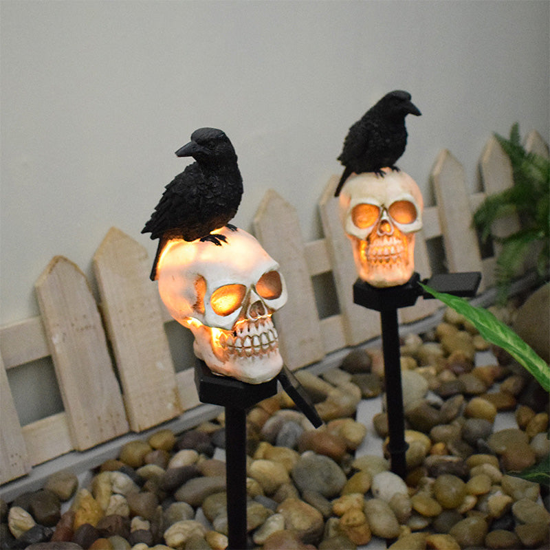 Crow Skull Solar Garden Light