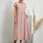 Fashion Solid Color Cotton Linen Pocket Dress