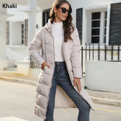 Women's Mid-Length Hooded Cotton Jacket Coat