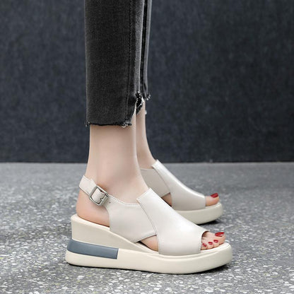 Wedge Shoes for Women Sandals Solid Color Open Toe High Heels