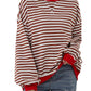 Women's Oversized Striped Long Sleeve Pullover