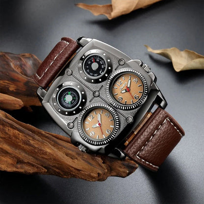 Men's Steampunk Dual Time Zone Quartz Watch