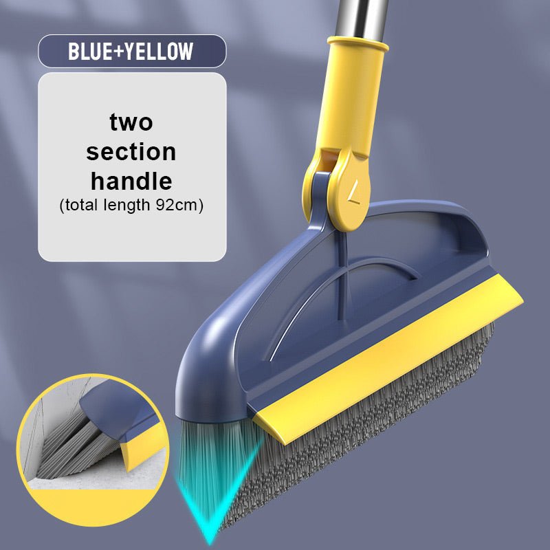 2-in-1 180° Rotating Stiff Bristle Floor Brush with Long Handle