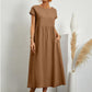 Fashion Solid Color Cotton Linen Pocket Dress
