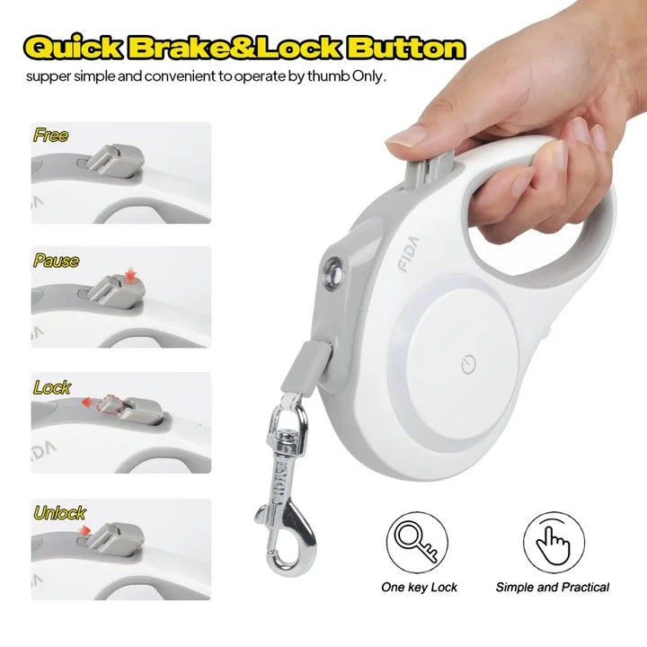 FIDA Retractable LED Lighted Dog Leash