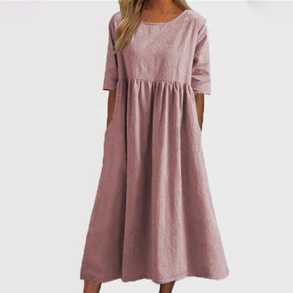 🔥Summer Hot Sale -Round Neck Pocket Halter Cotton Dress