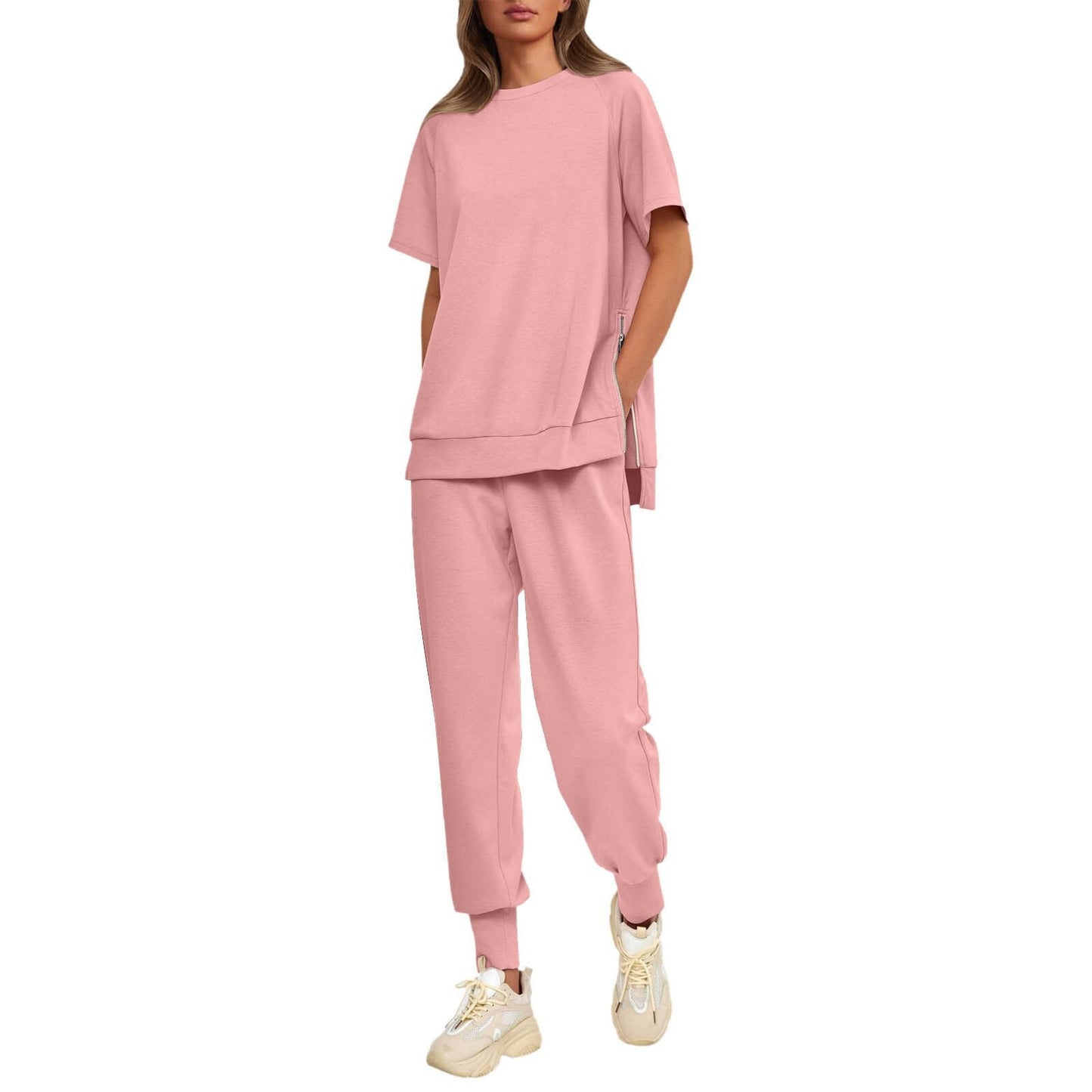 Women’s Casual Loose Fit Two-Piece T-Shirt & Pants Tracksuit Set