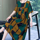 Women’s Oversized Stylish Print Short-sleeve Dress with Pockets