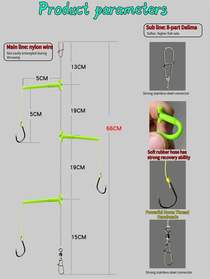 Anti-tangle Tandem Fishing Hooks with Organizer