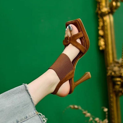 Elegant Elastic Band Ladies High Heel Sandals