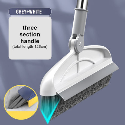 2-in-1 180° Rotating Stiff Bristle Floor Brush with Long Handle