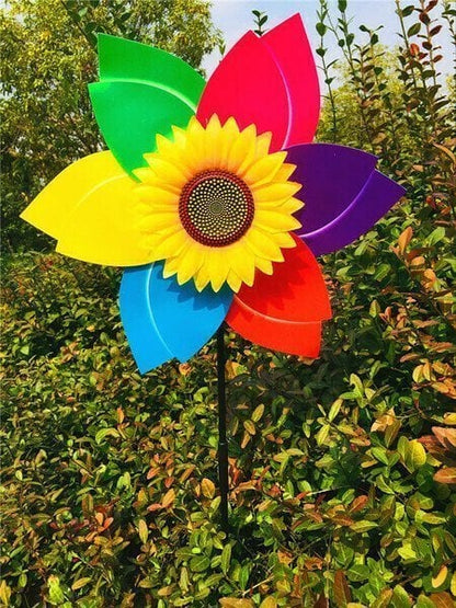 Colorful Sunflower Windmill-For Decoration Outside Yard