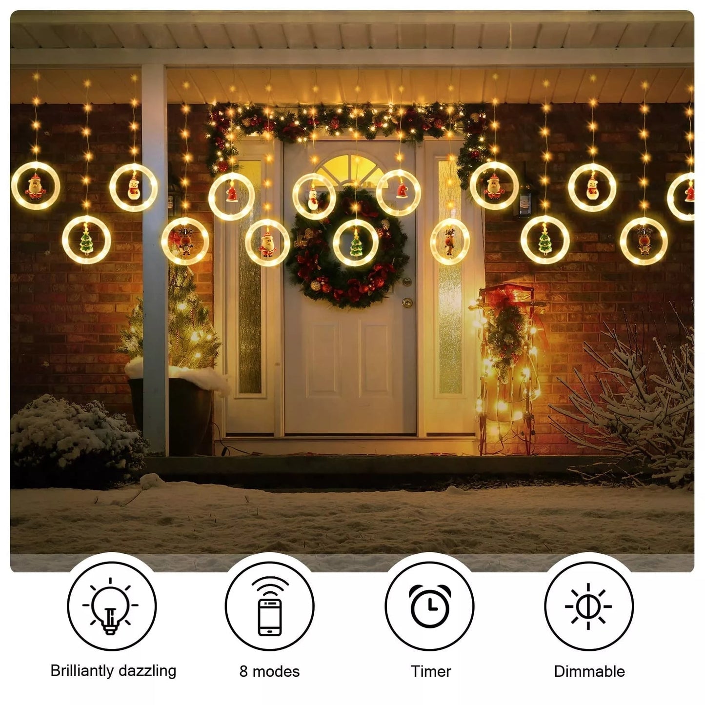 Christmas 3D Curtain String Lights