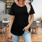 Women's Summer Round Neck Short Sleeve Pleated T-Shirt