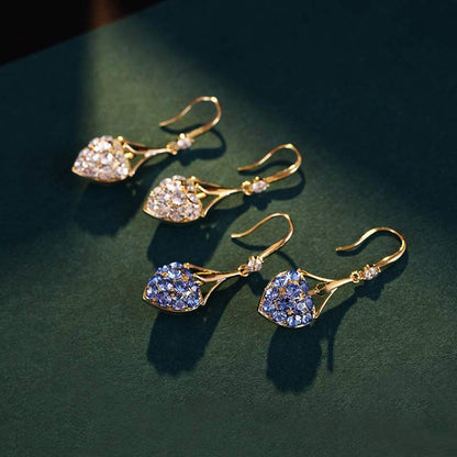 New Full Diamond Heart Earrings