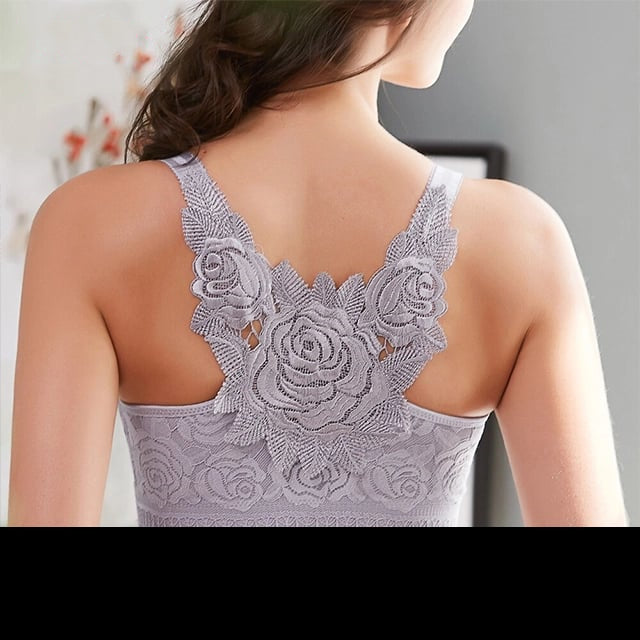 Rose Embroidery Front Closure Wirefree Bra