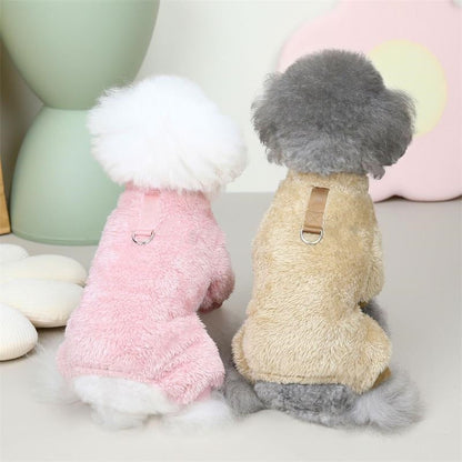 Fleece Pet Elastic Jumpsuit with Pull Ring