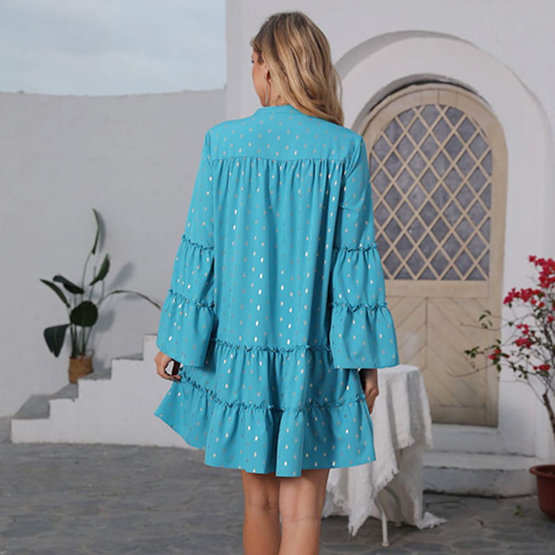 Women's Flared Sleeve Polka Dot Dress