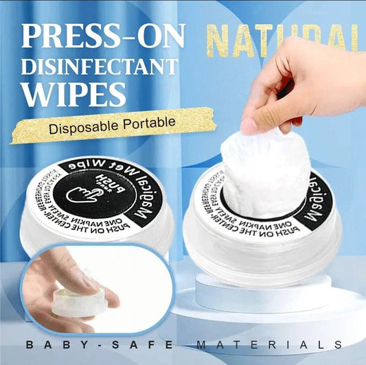 Disposable Portable Press-On Disinfectant Wipes