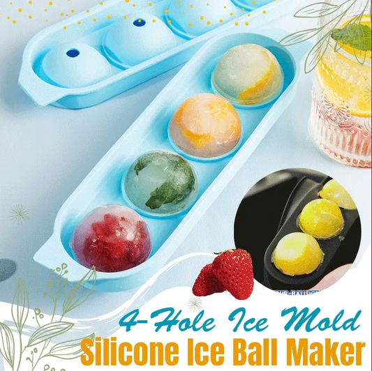 Silicone 4-Ball Ice Ball Maker Mold Ice Cube Mold