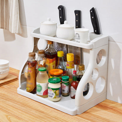 Multi-purpose Double-Layer Kitchen Shelves with Knife Hole