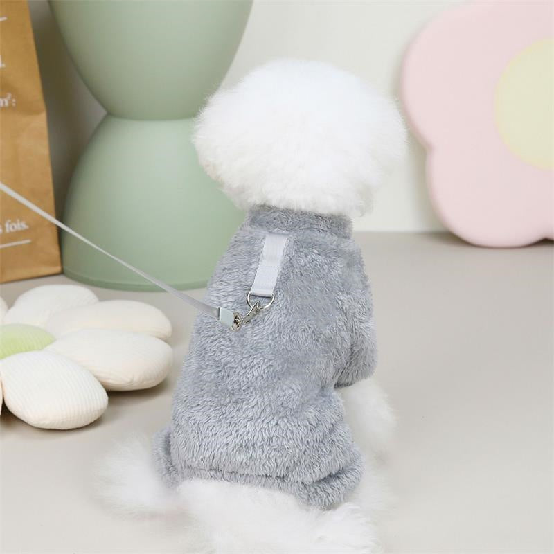 Fleece Pet Elastic Jumpsuit with Pull Ring