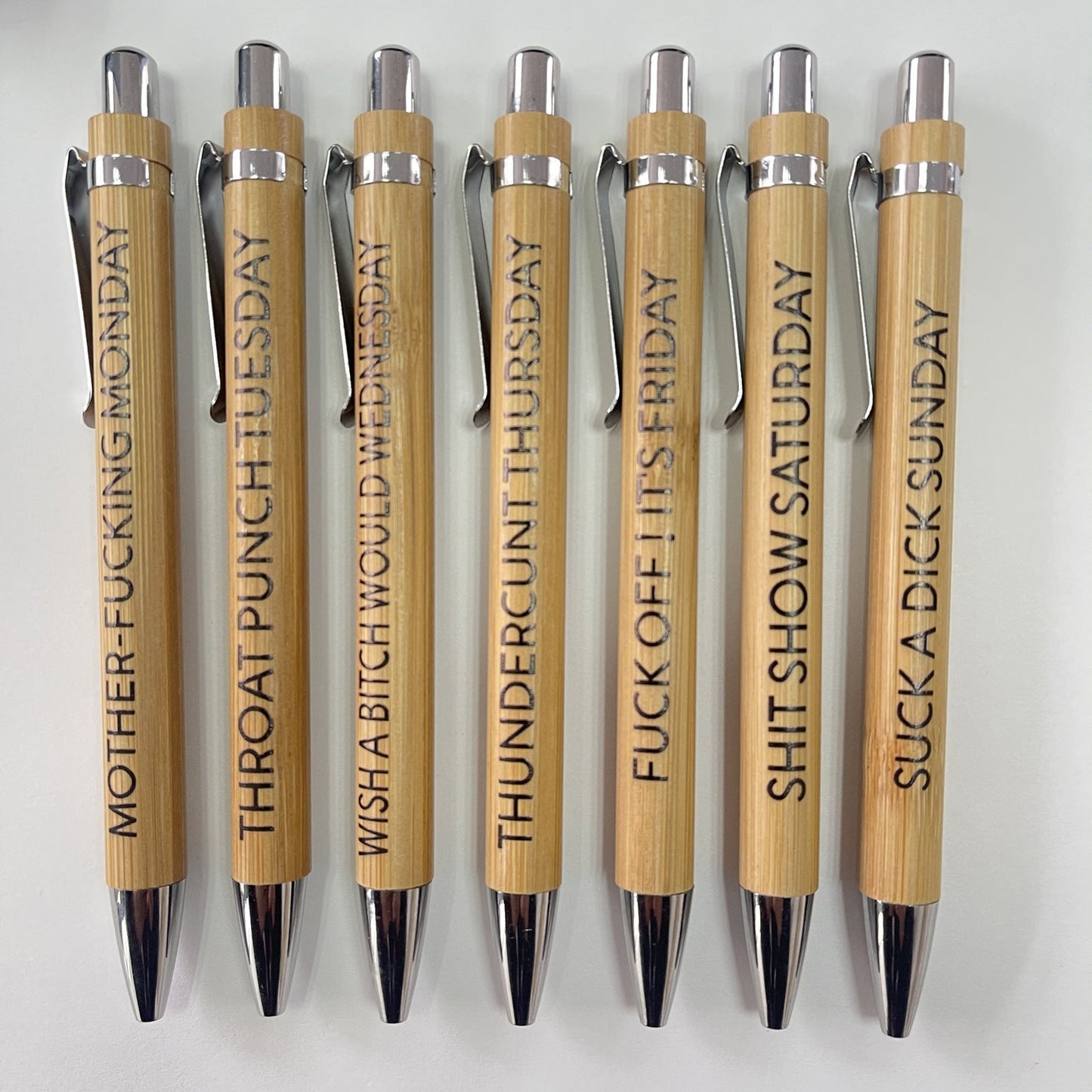 Ultimate Set of Engraved Pens for Sarcastic Souls（1 Set of 7 Pcs）