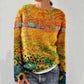 Women’s Colorful Casual Sweater with Romantic Flower Patterns