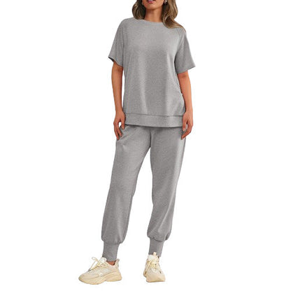 Women’s Casual Loose Fit Two-Piece T-Shirt & Pants Tracksuit Set