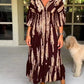 👗Casual Print V-Neck Waist Wrap Long Dress